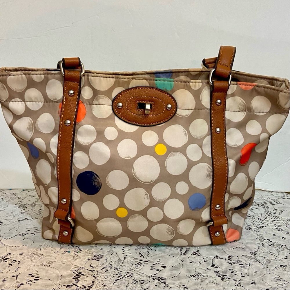 Franco Sarto Polka Dot Handbag-Shoulder Bag (11in x 10in x 4in)